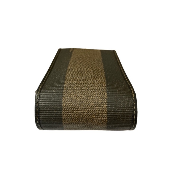 FENDI Roma Vintage Pecan Pattern Case Block Check Leather PVC Small Holder - Picture 5 of 11